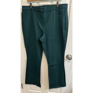 Isaac Mizrahi 18W 24/7 Stretch Green Boot Cut Fly Front Zip Pants Pockets New